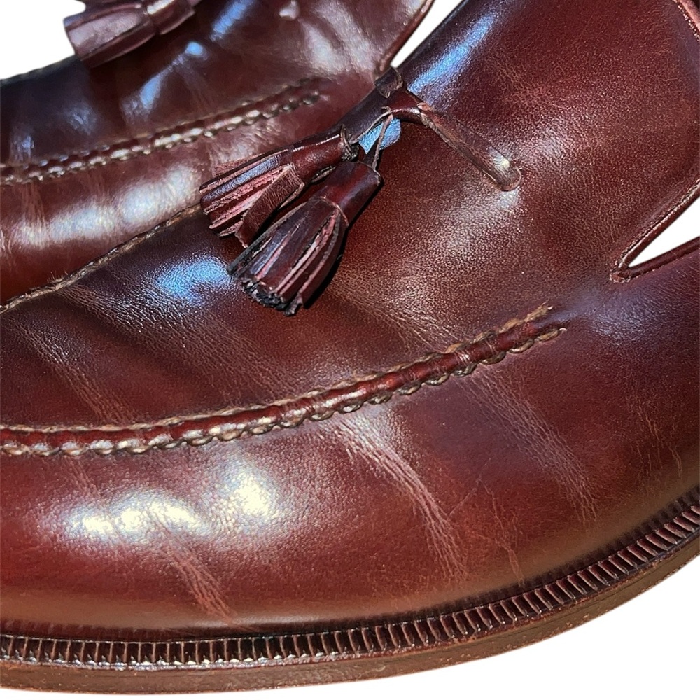 Lopez Taibo Men’s Handmade Brown Leather Loafers Size 10.5 Slip On Tassel Shoes - Picture 8 of 12